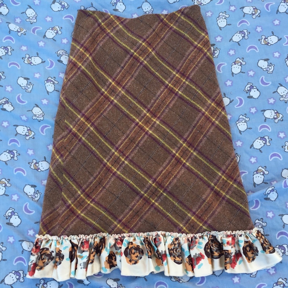 WOOL PLAID SKIRT